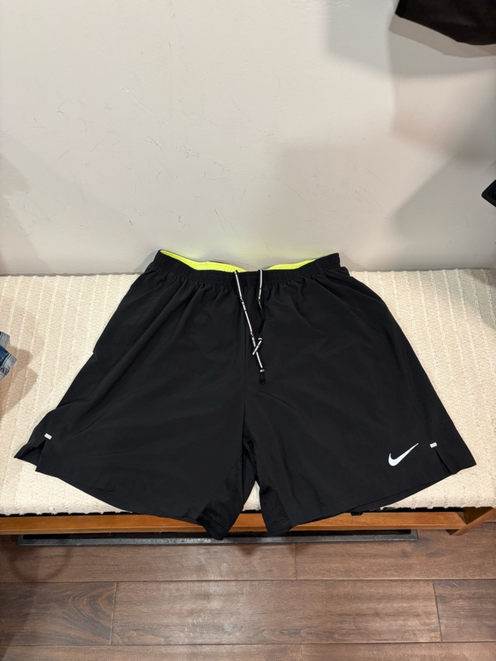 Nike Black Athletic Shorts with Neon Yellow lining shorts